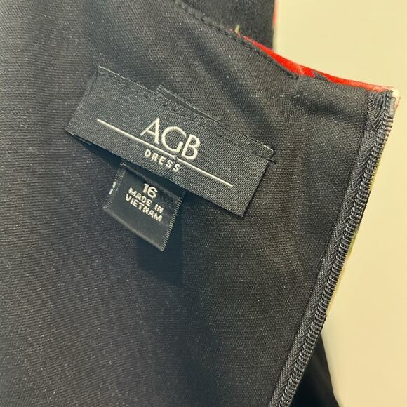 NWT $74 AGB Plus Size 16 Essential Sheath Black Red Floral Dress Career Midi - Picture 11 of 16